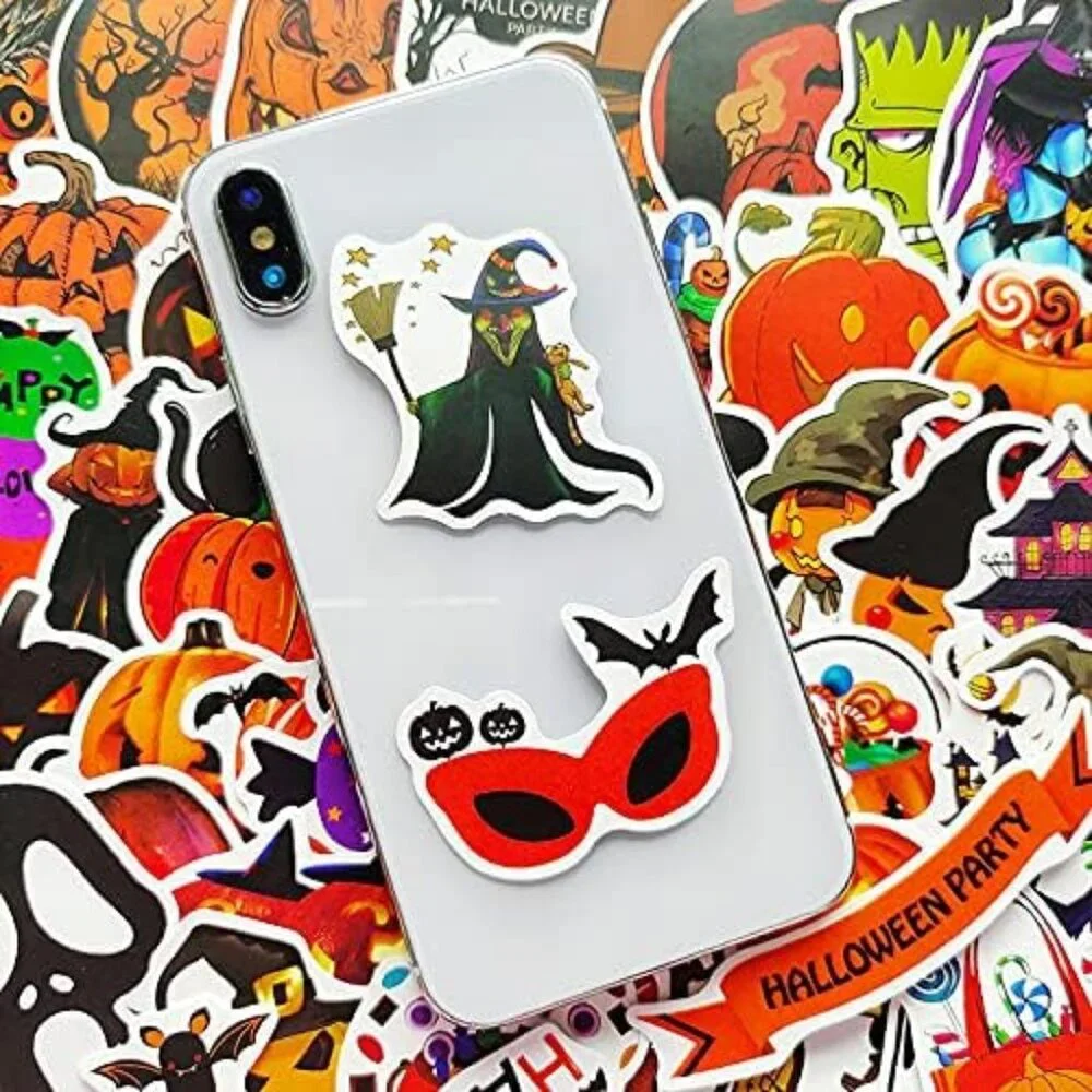 Colorful 100PCS Vinyl Halloween Pumpkin Theme Stickers for Festive Celebrations